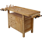 Wood Workbench with Bar Clamps - Rubberwood