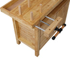 Wood Workbench with Bar Clamps - Rubberwood