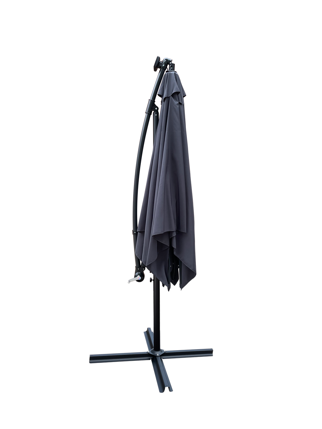 Square Solar-Powered LED Outdoor Patio Umbrella with Steel Pole - Black