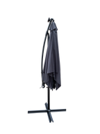 Square Solar-Powered LED Outdoor Patio Umbrella with Steel Pole - Black