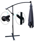 Square Solar-Powered LED Outdoor Patio Umbrella with Steel Pole - Black