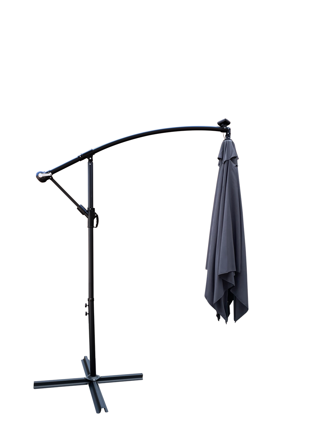 Square Solar-Powered LED Outdoor Patio Umbrella with Steel Pole - Black
