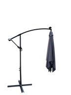 Square Solar-Powered LED Outdoor Patio Umbrella with Steel Pole - Black