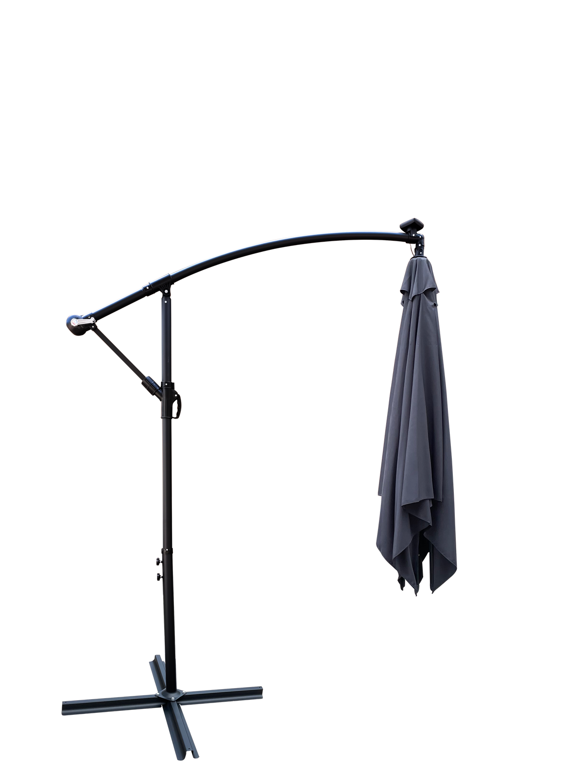 Square Solar-Powered LED Outdoor Patio Umbrella with Steel Pole - Black