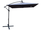Square Solar-Powered LED Outdoor Patio Umbrella with Steel Pole - Black