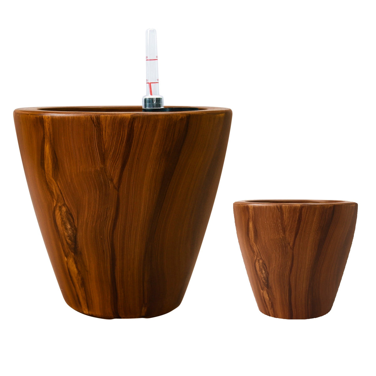 10" Dark Wood Plastic Self-Watering Planter Pot 2-Pack with Self-Watering System - Dark Wood