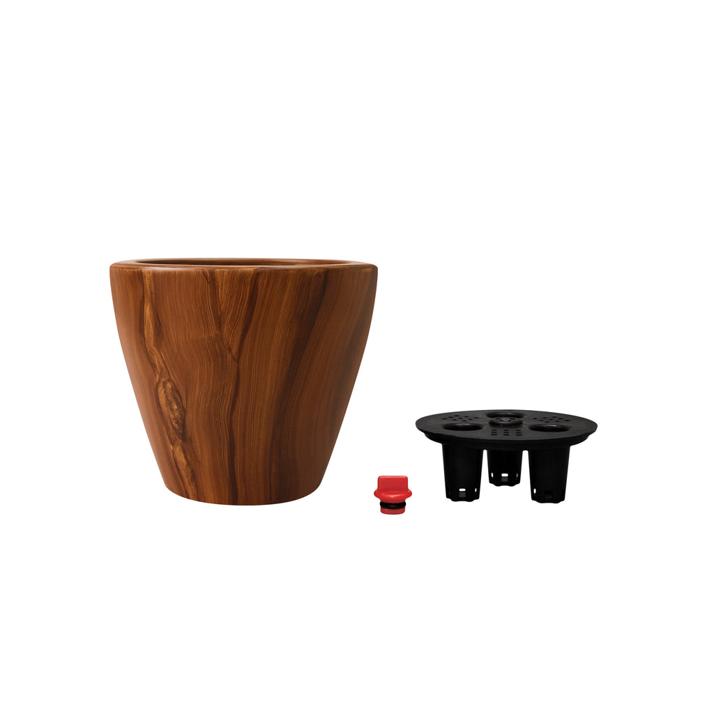 10" Dark Wood Plastic Self-Watering Planter Pot 2-Pack with Self-Watering System - Dark Wood