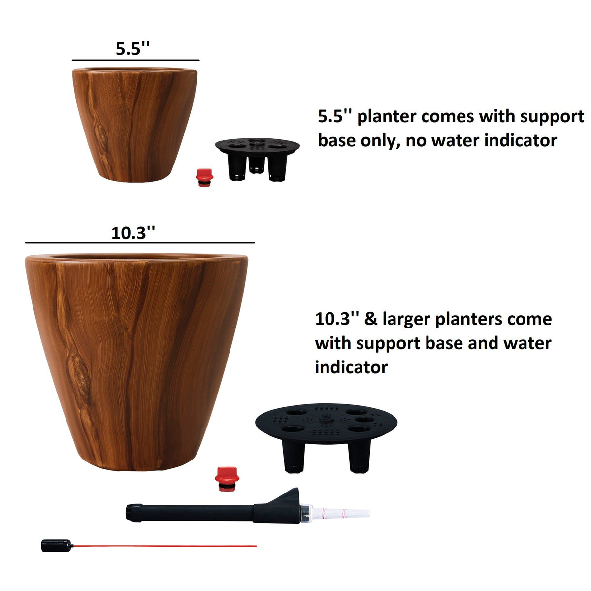 10" Dark Wood Plastic Self-Watering Planter Pot 2-Pack with Self-Watering System - Dark Wood