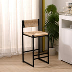Honey Bar Stools Set of 2 with Paper Rope Weave Seats - Natural Finish