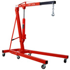 2 Ton Folding Engine Hoist Crane Lift with Six Wheels - Red