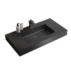 Matte Black Integrated Solid Surface Basin with Built-in Overflow - Matt Black