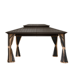 10' x 12' Hardtop Gazebo with Galvanized Steel Double Roof - Brown