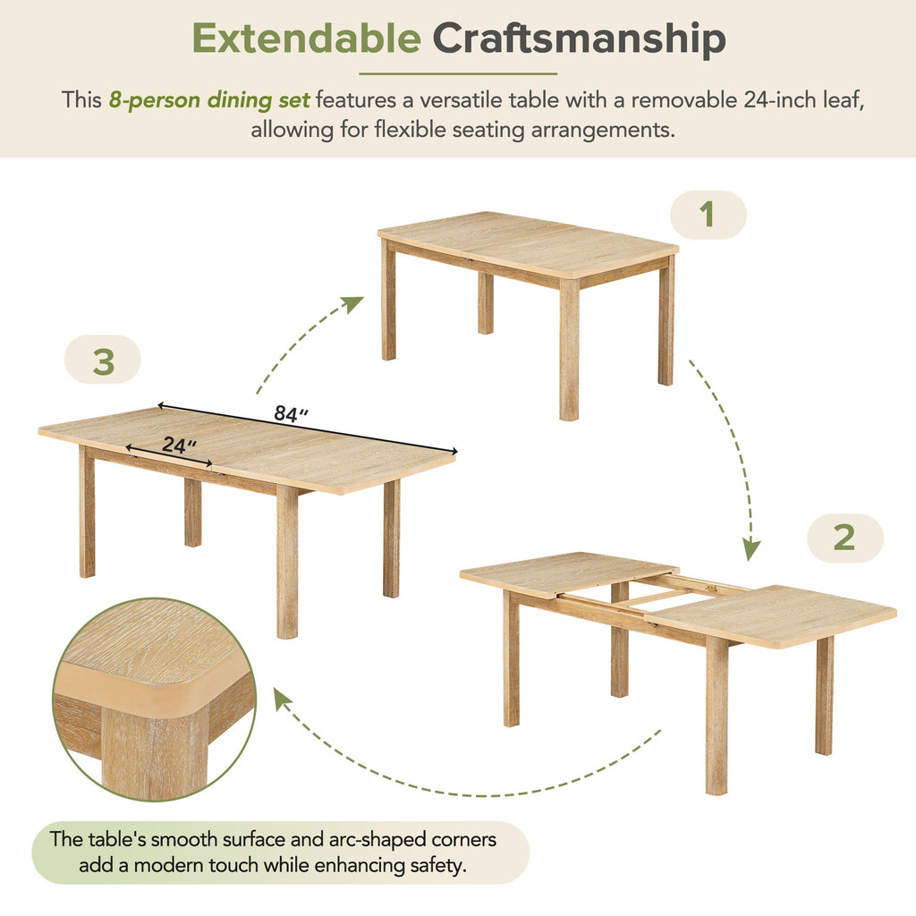 TOPMAX Rustic Extendable Dining Table Set