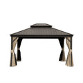 10' x 12' Hardtop Aluminum Gazebo with Double Canopy - Brown