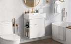 21.6-Inch Modern Floating Bathroom Vanity with Ceramic Basin - White