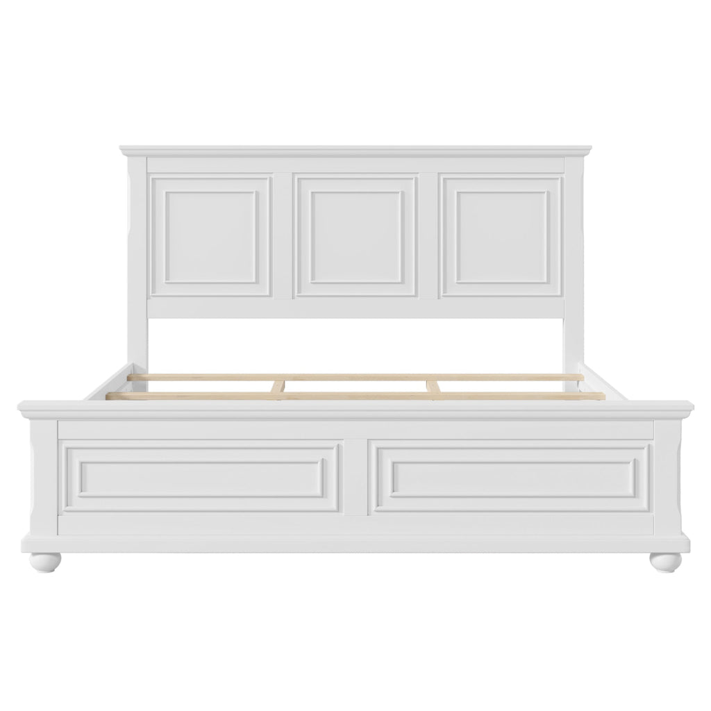 Pinewood Vintage Tall Headboard King Bed Frame with Classic Details - White
