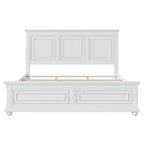 Pinewood Vintage Tall Headboard King Bed Frame with Classic Details - White