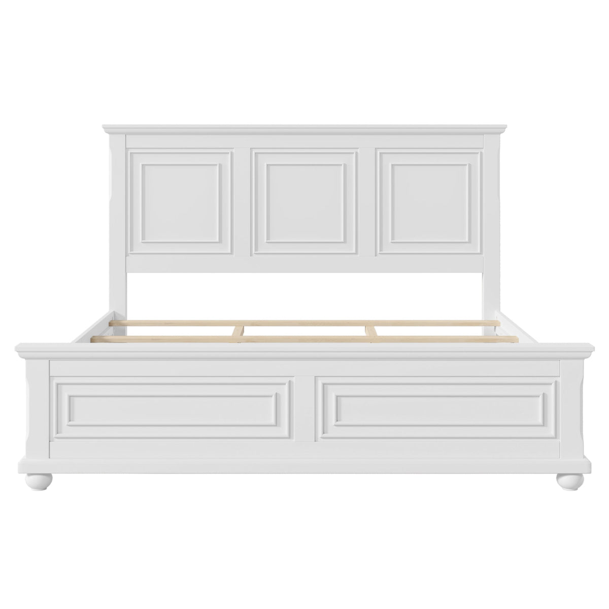 Pinewood Vintage Tall Headboard King Bed Frame with Classic Details - White