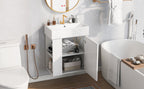 21.6-Inch Modern Floating Bathroom Vanity with Ceramic Basin - White