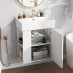 21.6-Inch Modern Floating Bathroom Vanity with Ceramic Basin - White