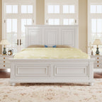 Pinewood Vintage Tall Headboard King Bed Frame with Classic Details - White