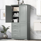 Tall and Wide Storage Cabinet with Doors for Bathroom or Office - Grey