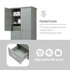 Tall and Wide Storage Cabinet with Doors for Bathroom or Office - Grey