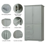 Tall and Wide Storage Cabinet with Doors for Bathroom or Office - Grey