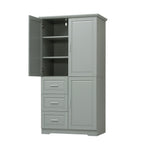 Tall and Wide Storage Cabinet with Doors for Bathroom or Office - Grey