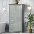 Tall and Wide Storage Cabinet with Doors for Bathroom or Office - Grey