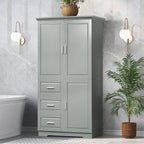 Tall and Wide Storage Cabinet with Doors for Bathroom or Office - Grey