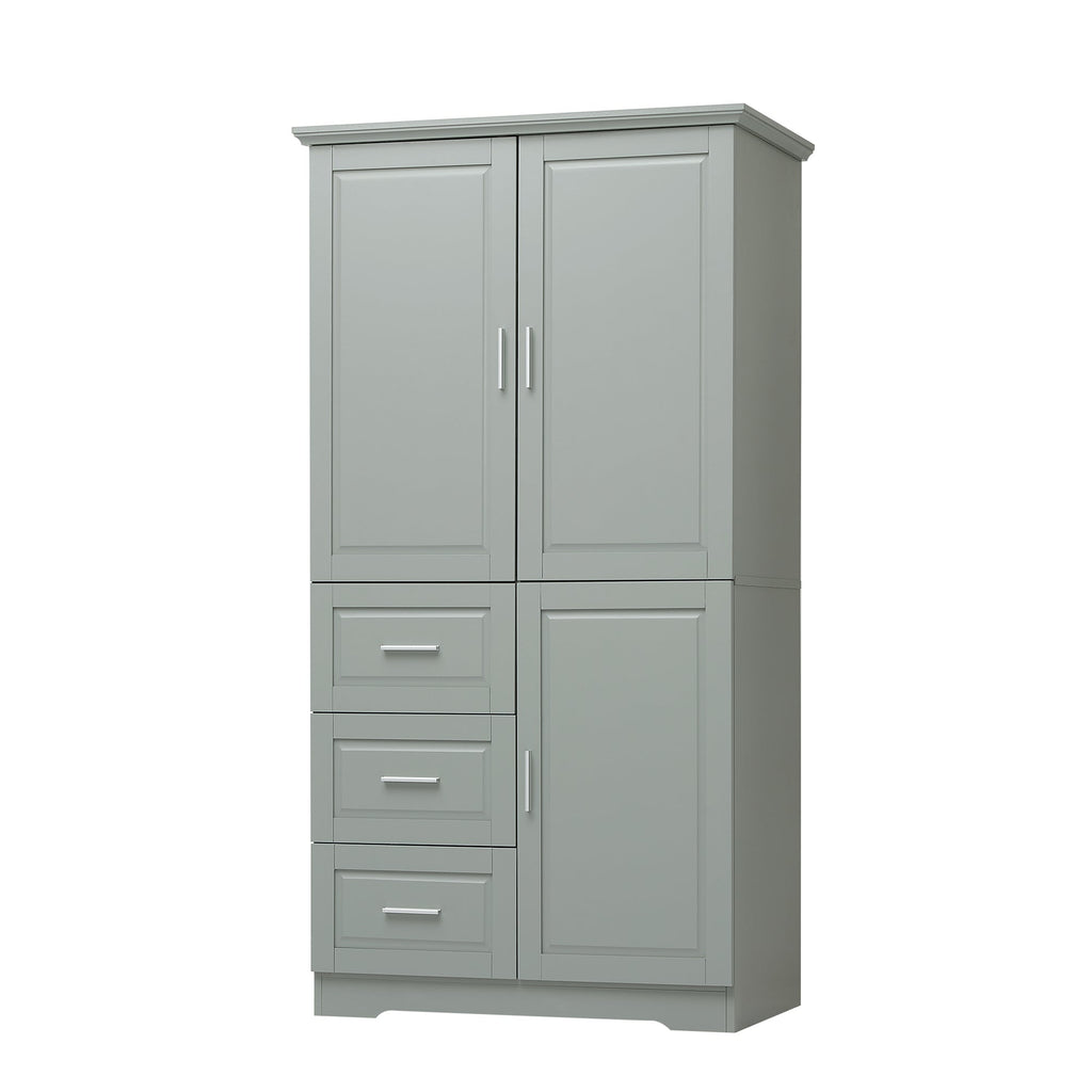 Tall and Wide Storage Cabinet with Doors for Bathroom or Office - Grey