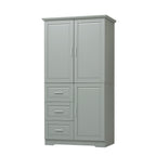 Tall and Wide Storage Cabinet with Doors for Bathroom or Office - Grey