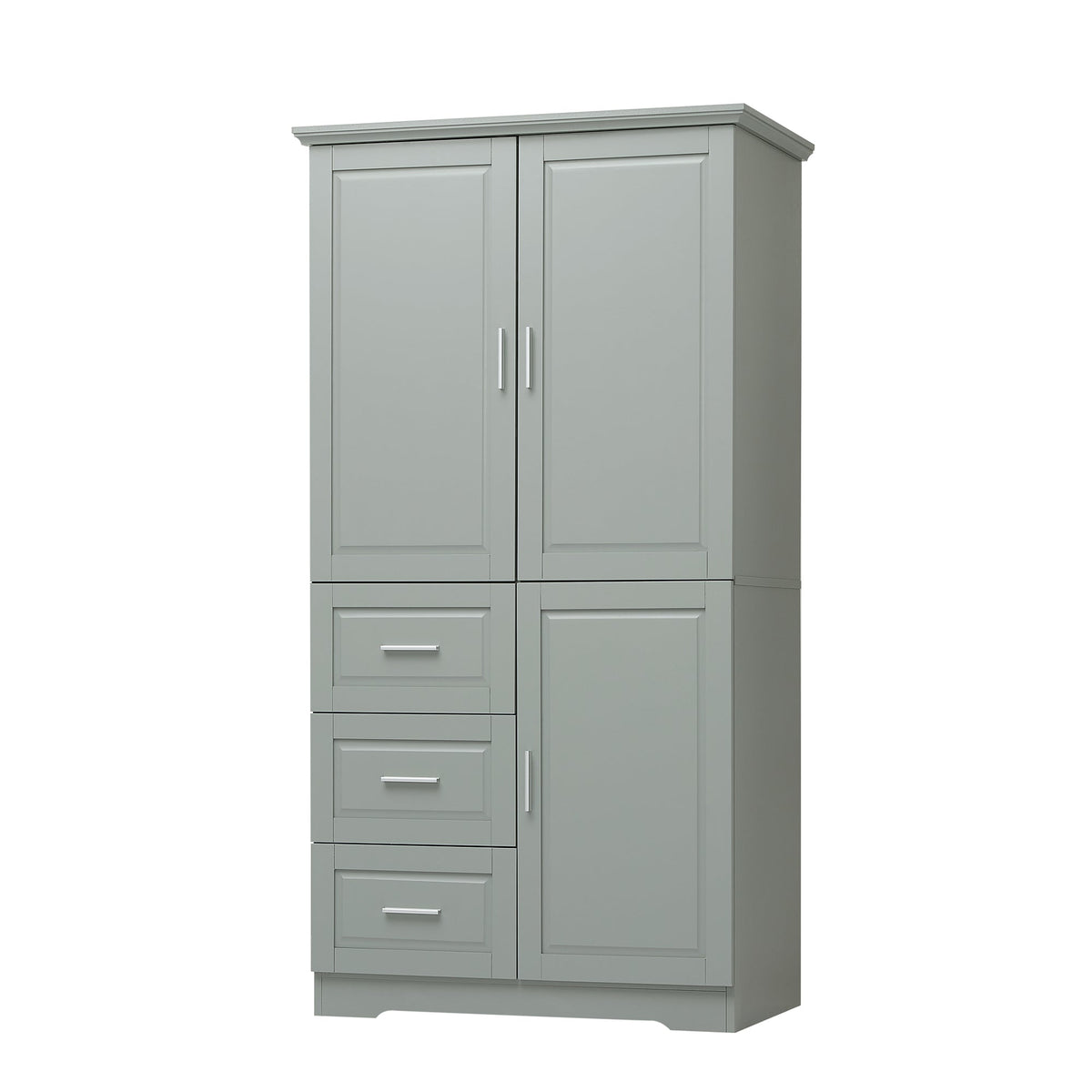 Tall and Wide Storage Cabinet with Doors for Bathroom or Office - Grey