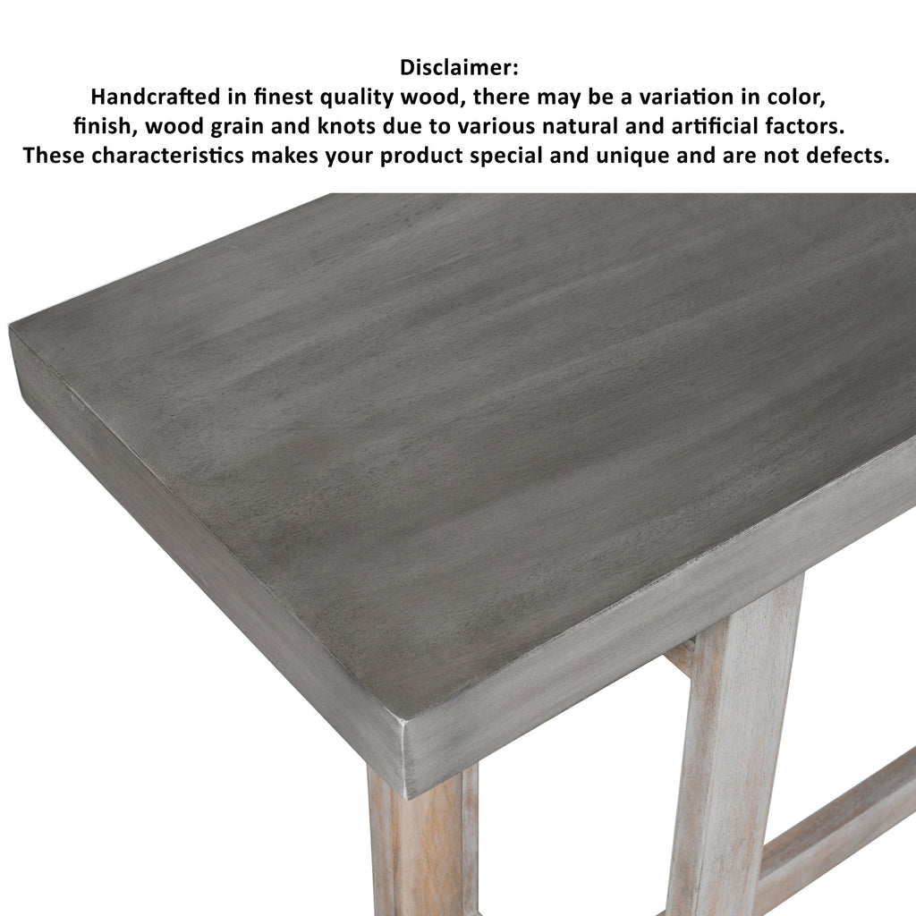 59 Inch Artisan Console Table with Geometric Base - Distressed Matte