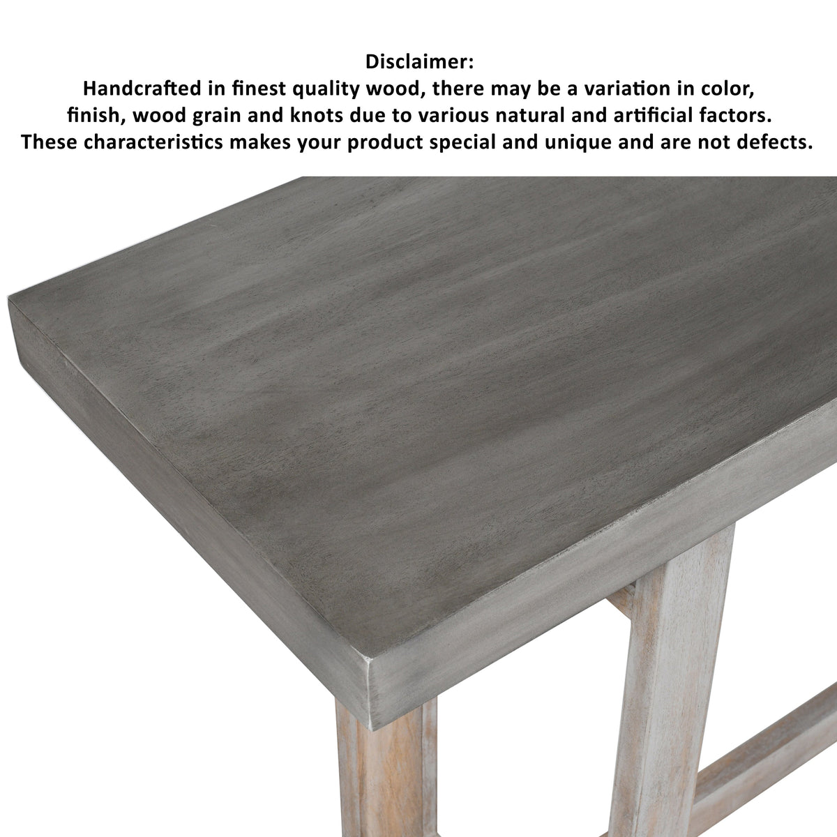 59 Inch Artisan Console Table with Geometric Base - Distressed Matte