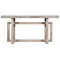 59 Inch Artisan Console Table with Geometric Base - Distressed Matte