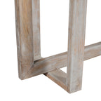 59 Inch Artisan Console Table with Geometric Base - Distressed Matte