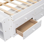 Full Bed with Bookcase Headboard and Under Bed Storage Drawers - White or Espresso