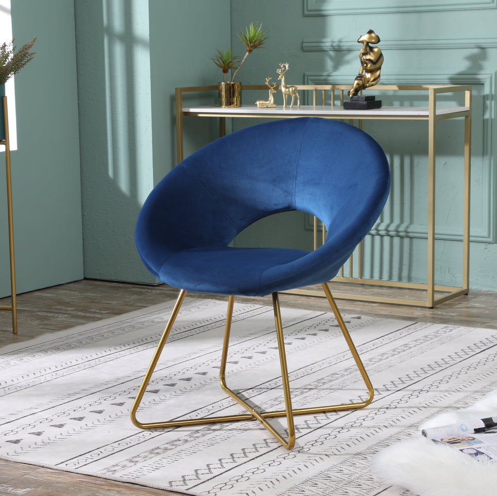 Slatina Velvet Accent Chair with Gold Base - Blue or Gray
