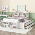 Full Bed with Bookcase Headboard and Under Bed Storage Drawers - White or Espresso