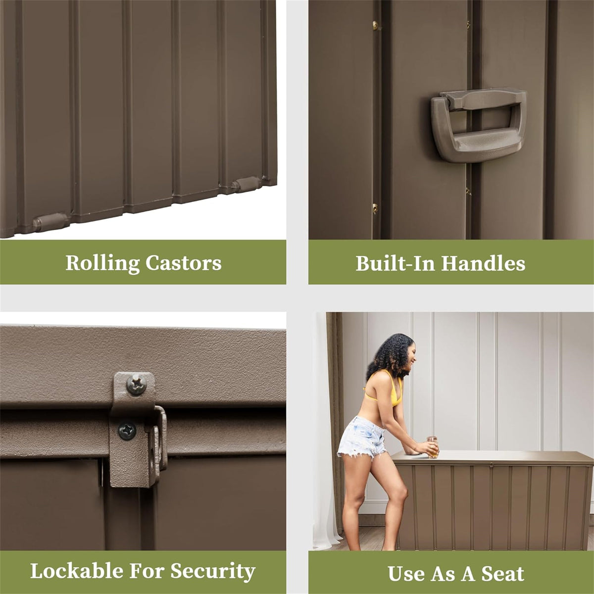160 Gallon Outdoor Storage Deck Box with Waterproof Design - Dark Brown
