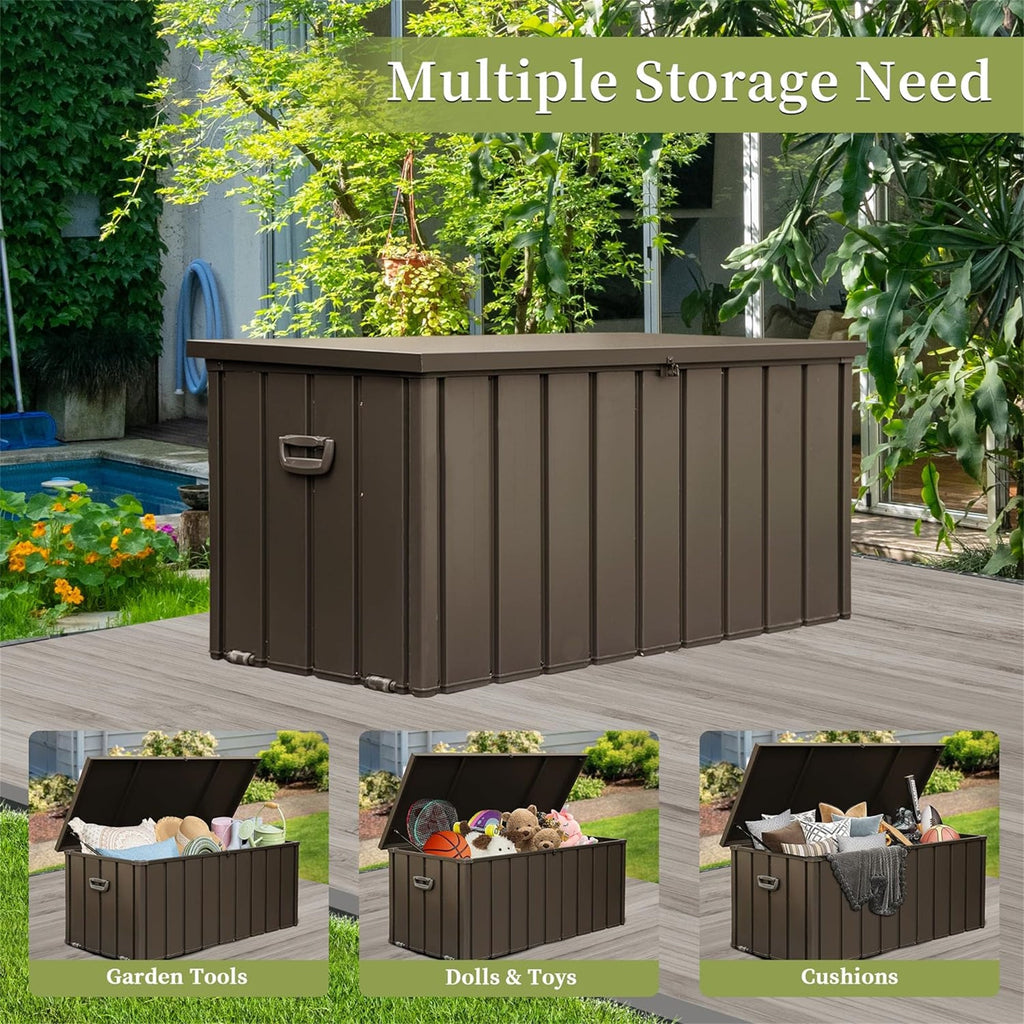 160 Gallon Outdoor Storage Deck Box with Waterproof Design - Dark Brown