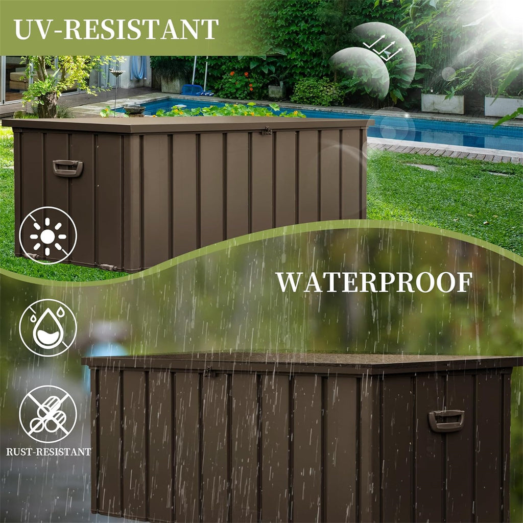 200 Gallon Outdoor Storage Deck Box with Waterproof Design - Dark Brown