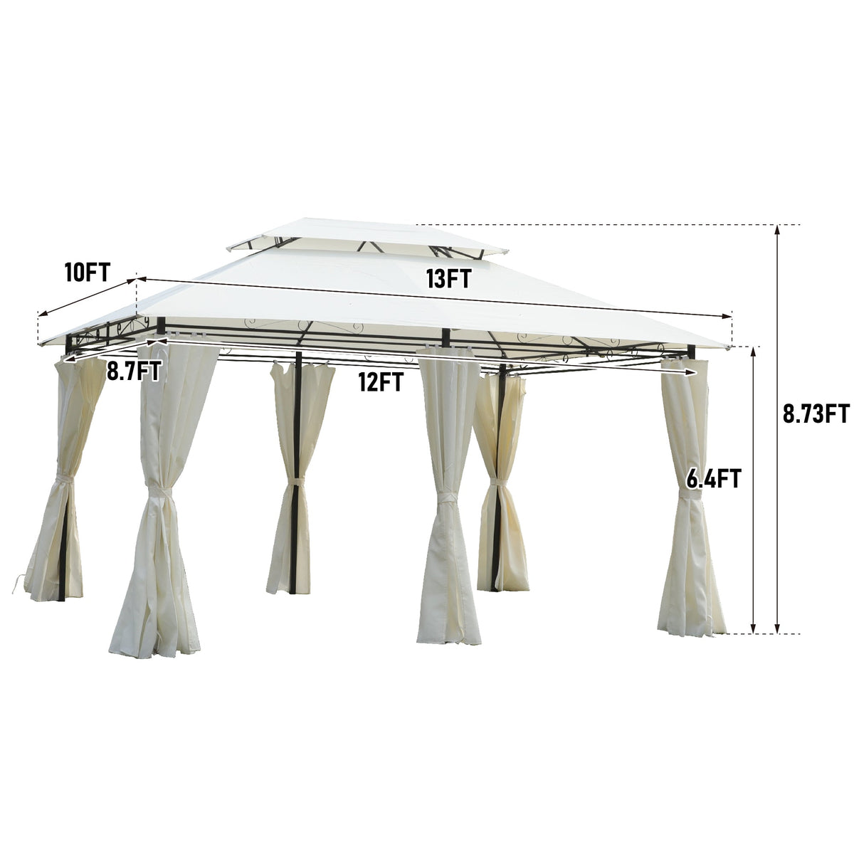 13x10 Outdoor Patio Gazebo Canopy Tent with Ventilated Double Roof - Beige
