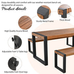GO 3-Piece Outdoor Dining Table with 2 Benches