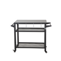 3-Shelf Outdoor Grill Table with Wheels and Propane Tank Hook - Metal