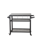 3-Shelf Outdoor Grill Table with Wheels and Propane Tank Hook - Metal