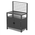 Outdoor Kitchen Island with Aluminum Storage and Protective Cover - Silver