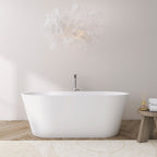 67 Inch Freestanding Solid Surface Soaking Bathtub with Freestanding Design - Matte White or Black